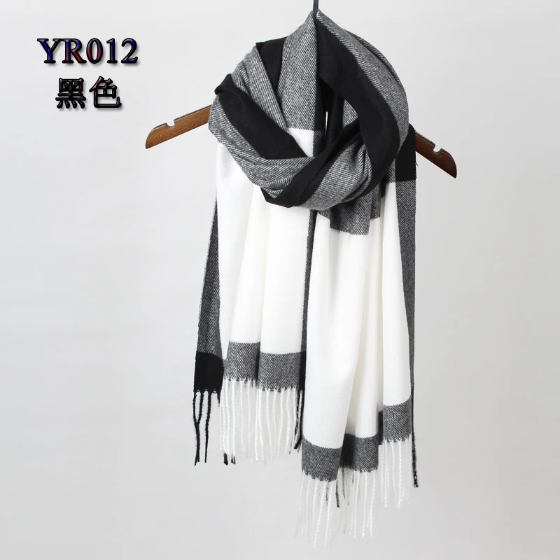 Классические зимние шарфы для женщин, шарф, обертывания, модный плед, белый, черный, Женский хиджаб, палантин из пашмины, теплые кашемировые шарфы YR012 - Цвет: black