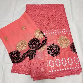 

African bazin riche fabric with beads Latest fashion embroidery bazin lace fabric with net lace 7 yards A02041603