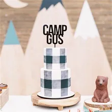 Заказной Кэмп торт Топпер персонализированное имя счастливое украшение для именинного торта вечерние поставки дети день рождения украшения