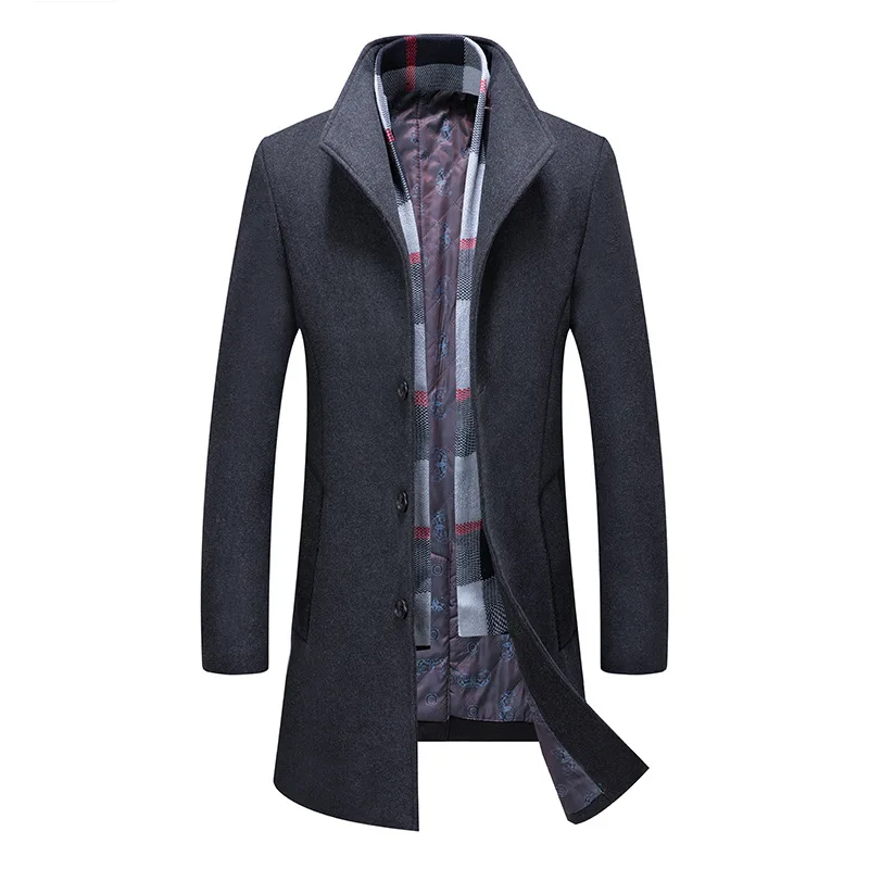 Шерстяное пальто для мужчин, Осень-зима, мужское деловое шерстяное пальто, мужское повседневное плотное теплое пальто, шерстяная Верхняя одежда для мужчин