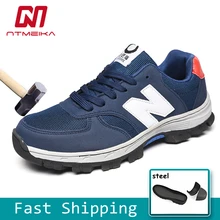 Защитная обувь из коровьей кожи со стальным носком; Мужская дышащая Рабочая обувь; защитная обувь; большие размеры 36-46; MB217