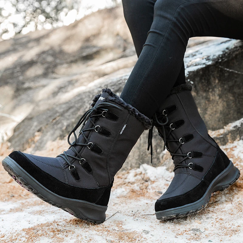 STQ женские зимние теплые плюшевые сапоги на плоской подошве водонепроницаемые до