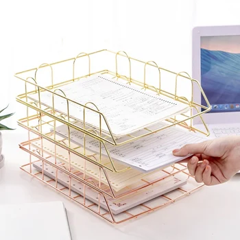 

Nordic Style Stackable File Rack Home Storage Rack Metal Iron File Storage Basket Rack