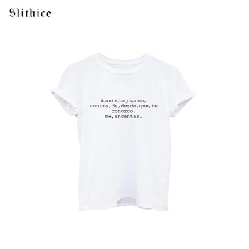 

Fashion Style Summer T-shirts Tops Women Short Sleeve O-neck Spanish Letter Print Casual female tees t shirt Harajuku White