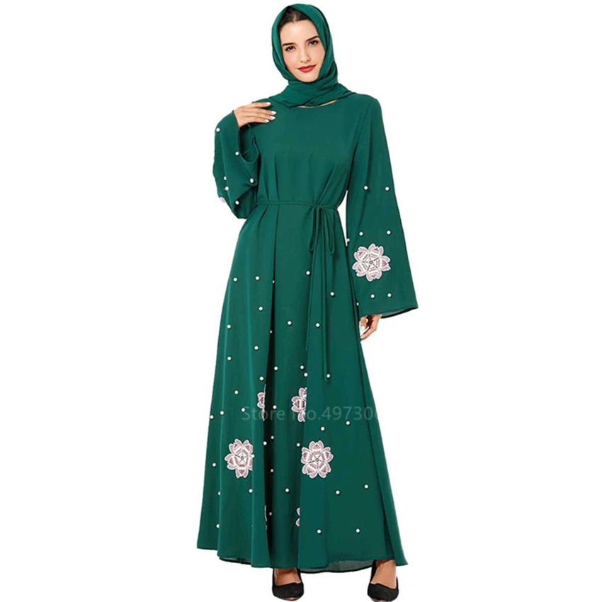 Элегантное мусульманское платье с вышивкой Abaya Vestidos кардиган кимоно свободный