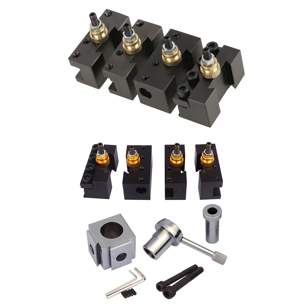 

4pcs Mini Lathe Post Holder Kit Boring Blade Turning Facing Holder Set Handle Angle workpiece for Machine Quick Change Tool