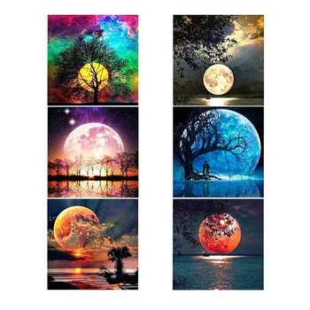 

6Pack 5D Diamond Painting Kit Beautiful Moon Full Diamond Embroidery Painting DIY Embroidery Cross Stitch Painting