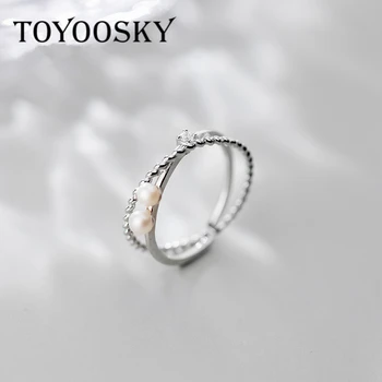 

Newest Elegant Style 925 Sterling Silver Sparkling Zircons Opening Rings Double-deck Ring For Women Fashion Contracted Jewelry