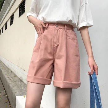 

Women Wide Leg Shorts Solid Color High Harajuku Clothes Womens Summer Elastic Girl Simple All-match Short Student Elegant