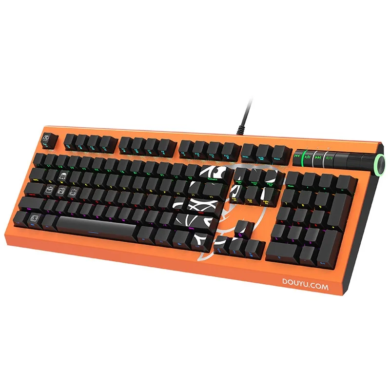 Ajazz Douyu DKM800 RGB с подсветкой Мультимедиа USB Проводная Механическая игровая клавиатура боковые резные брелки черная Ble Axis
