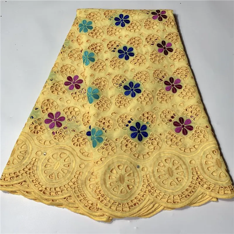 

2020 New Design African Dry Lace white color Fabrics High Quality Cotton Lace Fabric Swiss Voile For Wedding Every Dress