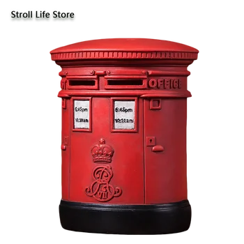 

British Post Box Adult Money Boxes Saving Resin Retro Piggy Bank for Paper Money Model Cash Box Coin Home Decor Ornament FP081