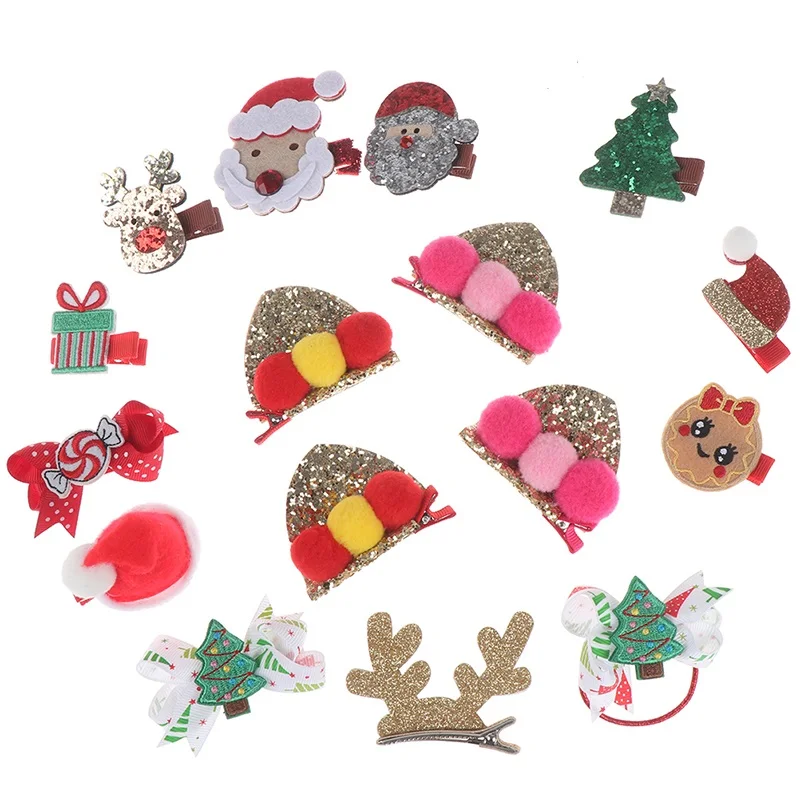 1PC Women Cute Christmas Hairpins Hair Clip Bands Cartoon Headwear Kids Barrettes Shinning Large Antler Gift Hair Accessories