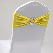 Эластичный стул лук створки стрейч стул из лайкры Sash Band с пряжкой сердца для банкета отеля свадебное украшение для стульев