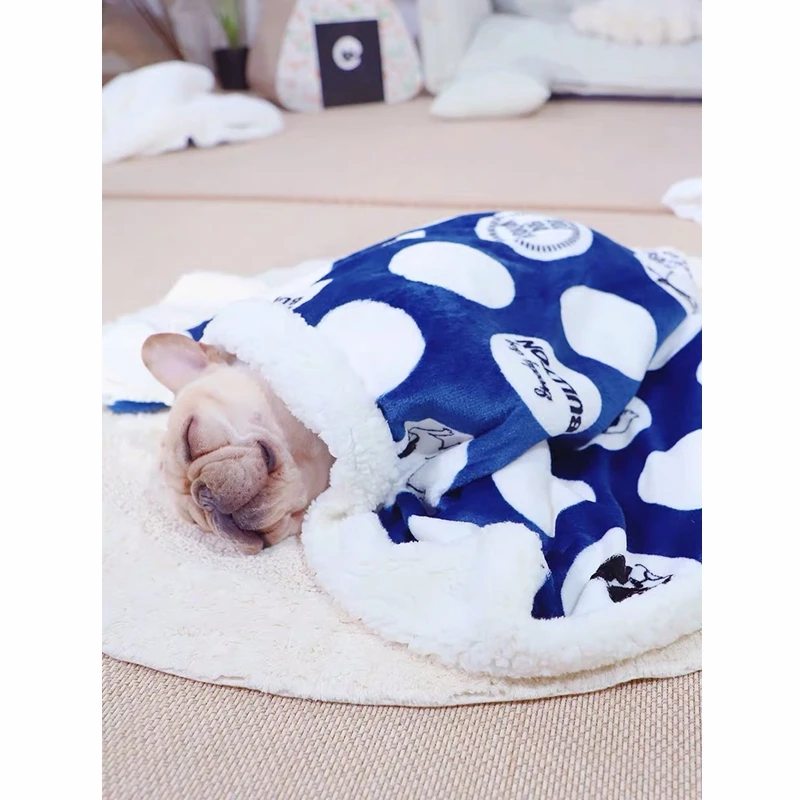 

French Bulldog Winter Warm Super Soft Blanket Bed for Small Medium Large Dogs Dog Puppy Cushion Mat Pug Teddy Dropshipping HZB03