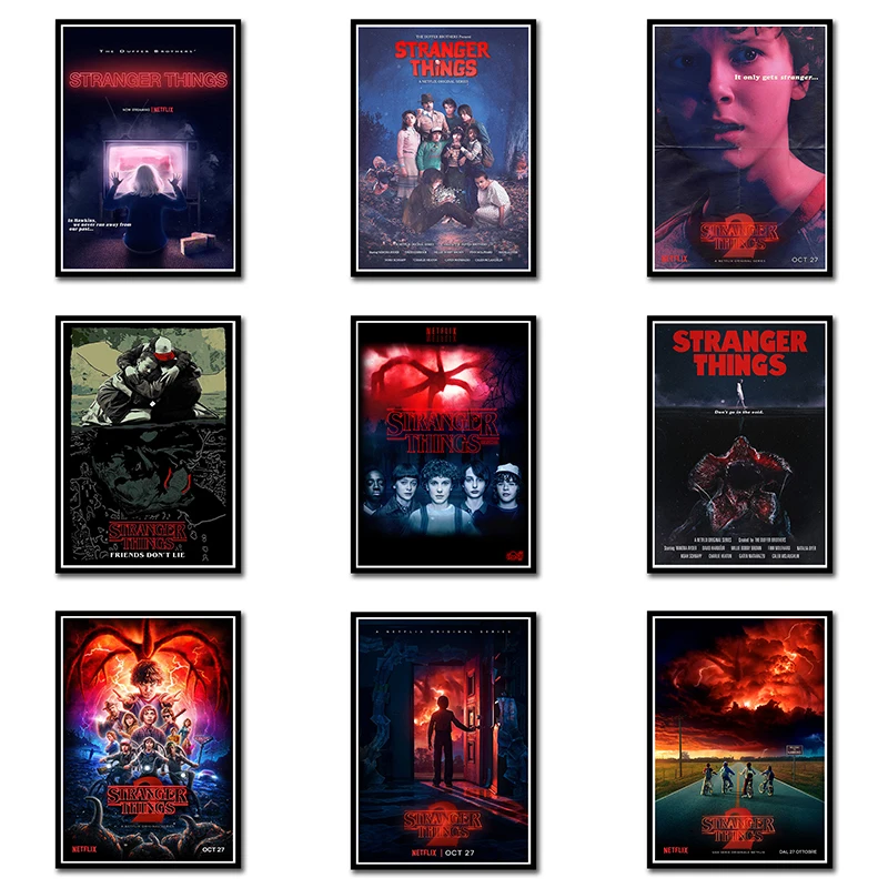 2 плаката очень странные дела прозрачные наклейки на стену украшение для дома