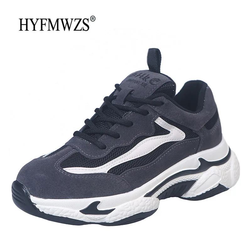 HYFMWZS/модные кроссовки на платформе 5 см; zapatillas mujer tenis feminino; женская обувь; прогулочная обувь на все сезоны; Buty Damskie; 40 - Цвет: Gray