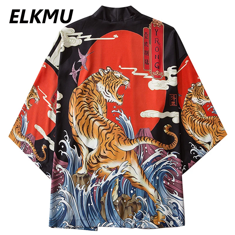 Пиджак-кимоно ELKMU мужской с принтом ровный Тигр | Мужская одежда