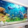 Custom Photo Wallpaper For Walls 3D Underwater World Dolphin Children Room Living Room Bedroom TV Background Decor Wall Mural ► Photo 1/6