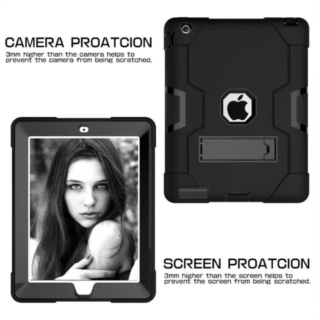 Для Apple ipad 2 ipad 3 ipad 4 дети Безопасный Броня ударопрочный сверхмощный силиконовый+ PC Стенд задняя крышка чехол для ipad 2, 3, 4 планшетный ПК