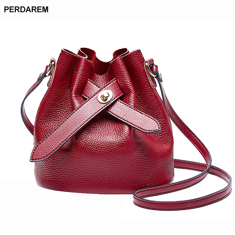 

Simple wild single product simple temperament shoulder messenger bag leather top layer leather bucket bag women bag