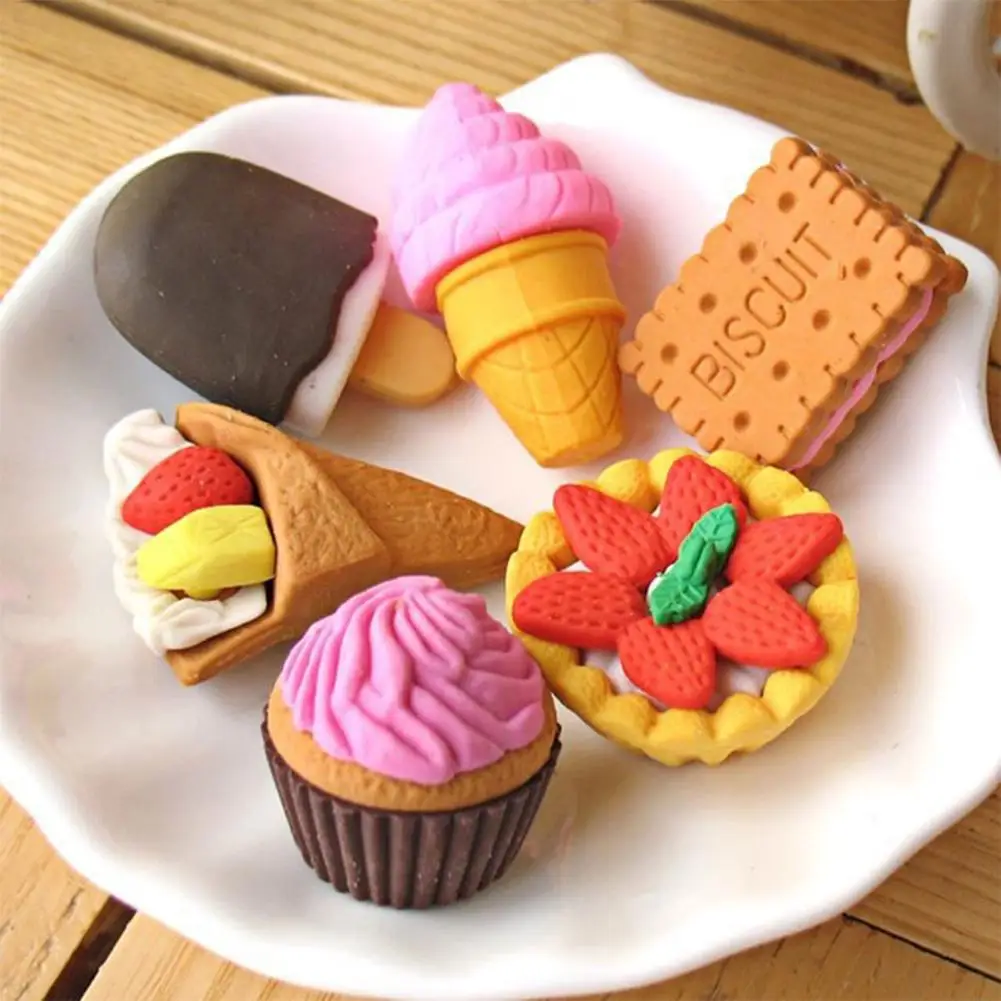 

20pcs Creative Cartoon Fruit Cake Design Eraser Strong Erasing Capability Random Style