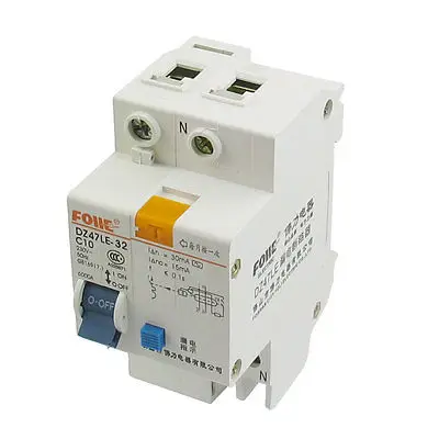 

AC 230V 10A Single Pole Overload Protection Earth Leakage Circuit Breaker 1P+N