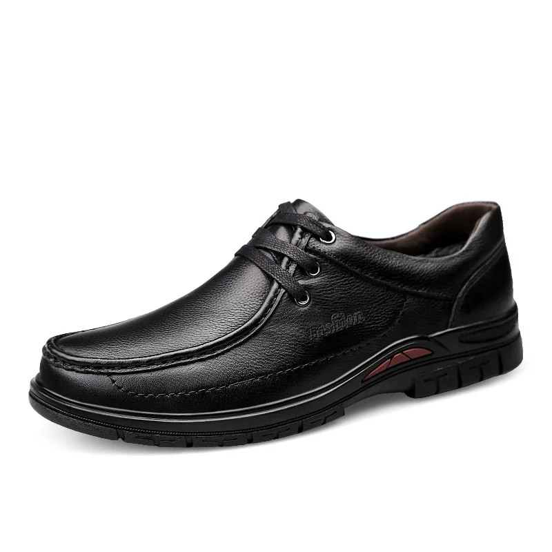 

New Spring and Summer Men Genuine Leather Shoes Males Wild Sports and Leisure Youth Leather Fur Warm Flat Bottom Shoes %D318-1