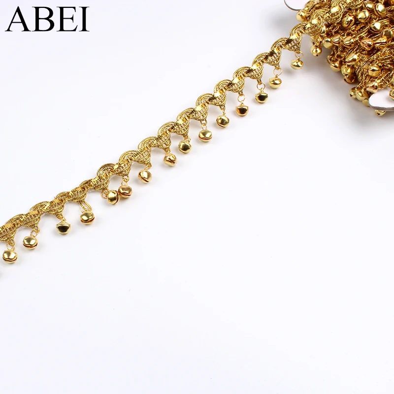 Lace Fabric Lace Ribbon Lace Garment Accessories Lace Sewing Supplies Lace Accessories Lace Sewing Accessories Clothing Accessories 1yard 30mm Gold Bells Fringe Tassel Ribbon For Latin Dance Dress Stage Performance Suits DIY Sewing Lace Fabric Accessories