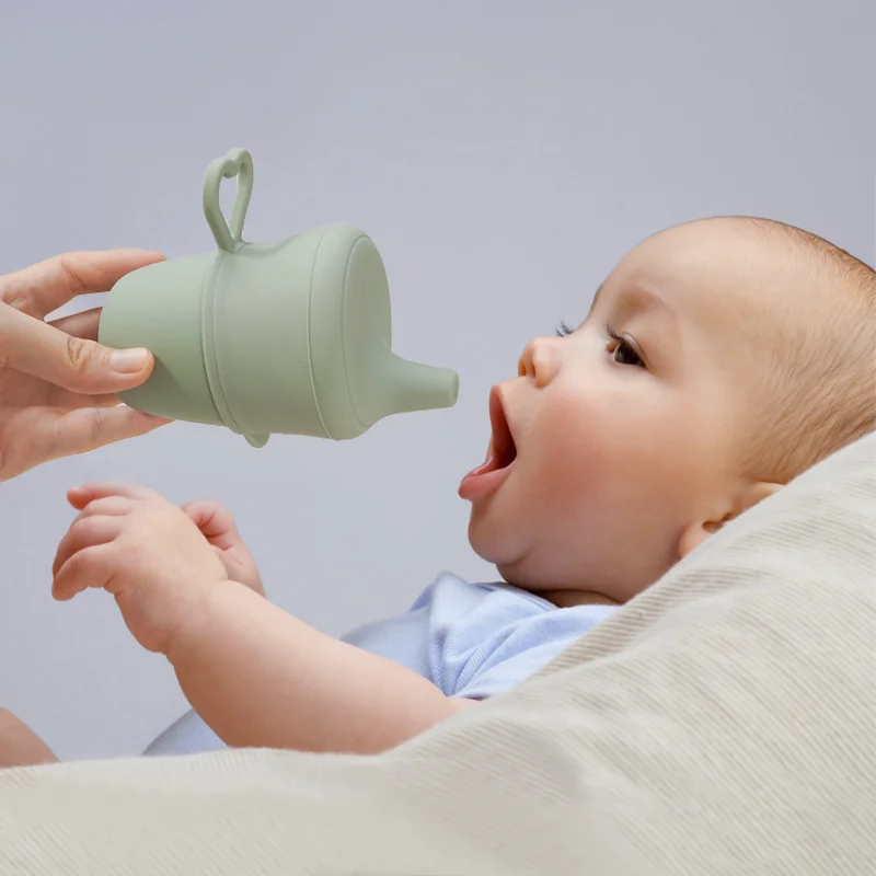 Portable Pure Color Baby Snack Cup Anti Scalding Food Grade Silicone Water Cup Learn To Drink Cup For Children 3