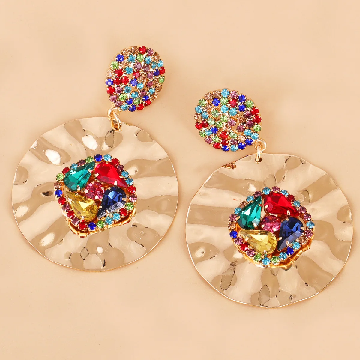 HYSECMAO Wholesale Fashion Big Round Metal Drop Earrings for Women Elegant Jewelry Statement