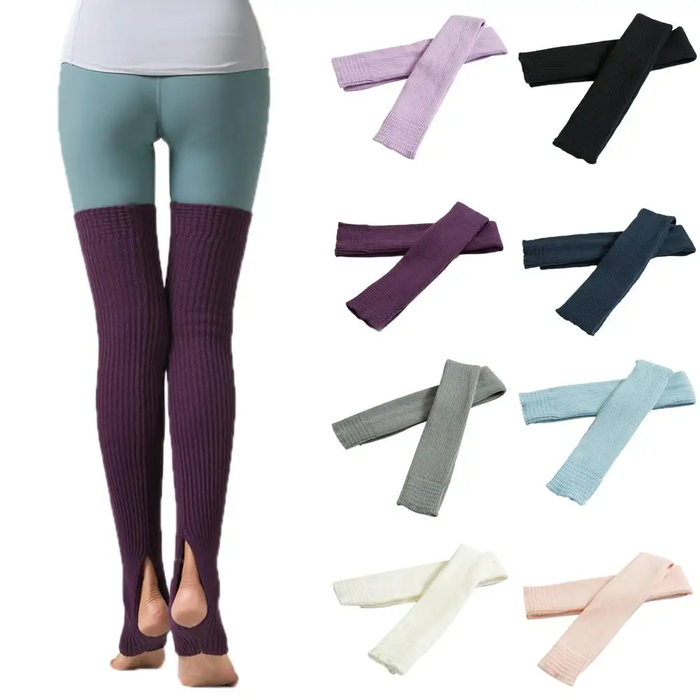 

Women Winter Thigh High Knitted Leg Warmers Boots Over Knee Calf Sleeves Step On Foot Socks