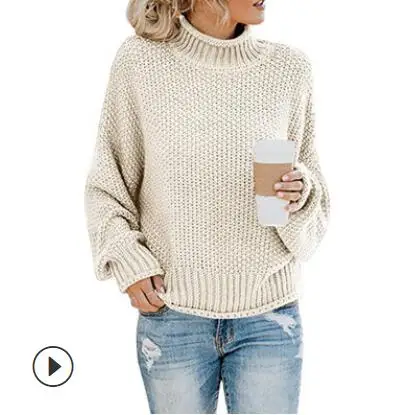 Qooth бежевый элегантный свитер пуловеры женские Осень Зима теплые свободные пуловеры вязанные повседневные однотонные женские джемперы qh79 - Цвет: beige