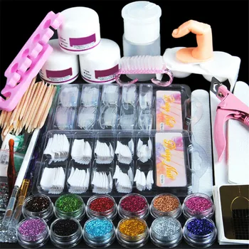 

Hot Acrylic Nail Art Kit Manicure Set 12 Colors Nail Glitter Powder Decoration Acrylic Pen Brush Nail Art Tool Kit For Beginners