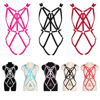 

Women Harness Bra Elastic Strappy Hollow Out Full Body Harness Caged Bra Cupless Bra Crop Tops Strappy Bralette Lingerie Set