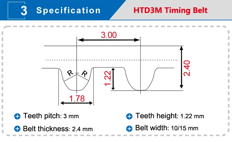 HTD3M Ремень ГРМ с круговой зубы 3M-2640/3000/3300/3600/4698 зубьев 3 мм Ширина ремня 10/15 мм