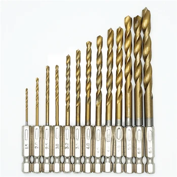 

13pcs/Set Titanium Coated HSS High Speed Steel Drill Bit Tool Kit 1.5MM-6.5MM