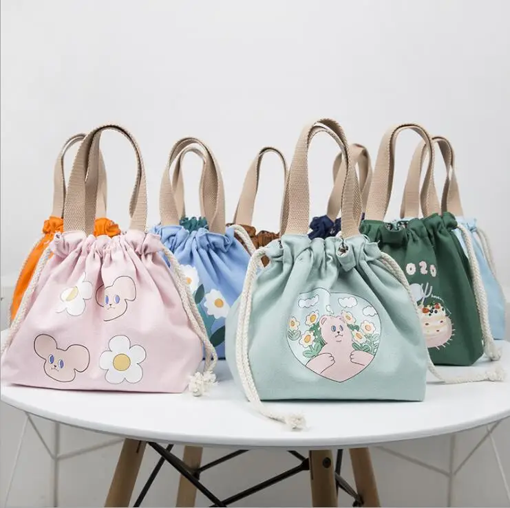 Bolsa de almuerzo con cordón ajustable, bolsa de almuerzo de arroz bonito, lanch boxtote, neceser de viaje, Picnic, bolso contenedor de comida