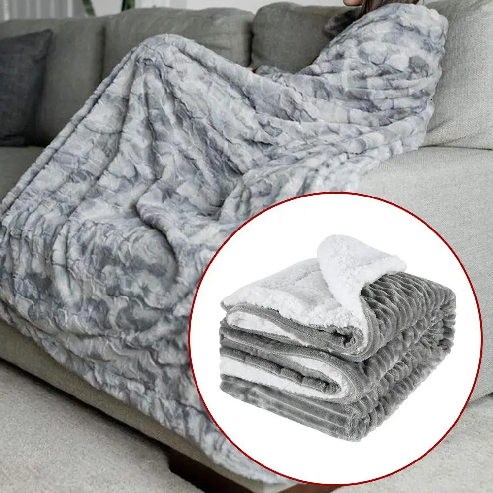 Бархатное Двухслойное одеяло из овечьей шерсти, одноцветное фланелевое одеяло, офисный диван, двойной толстый теплый домашний текстиль Одеяло