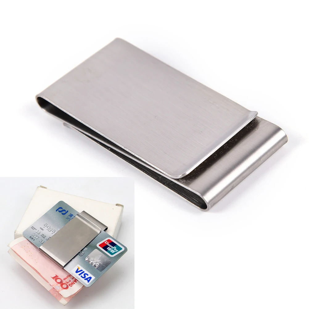 1PCS Silver Stainless Steel Slim Double Sided Metal Credit Card  Men Women Money Clip Wallet Money Holder Steel Clip Clamp