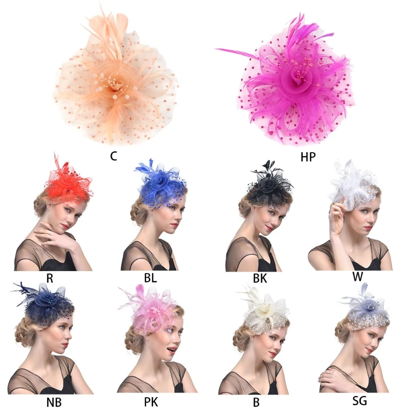 Женская Вуалетка шляпа сетка Цветочные заколки-перья для волос коктейльный Чай Вечерние головные уборы DXAA