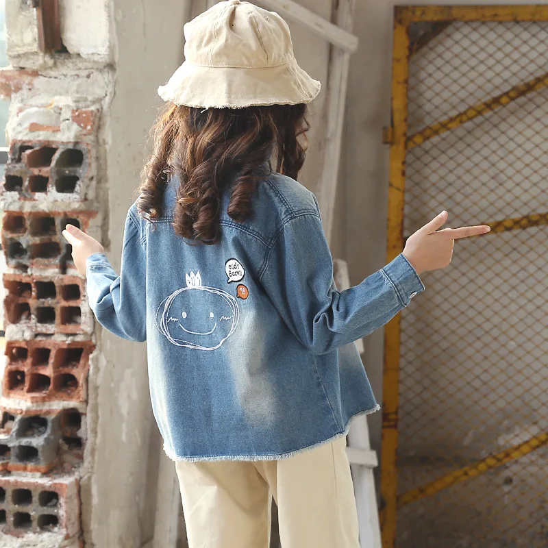 

El Monte 2019 Spring New Style Girls' Jean Jacket Big Boy Cowboy Clothing Korean-style Children Cowboy Suit