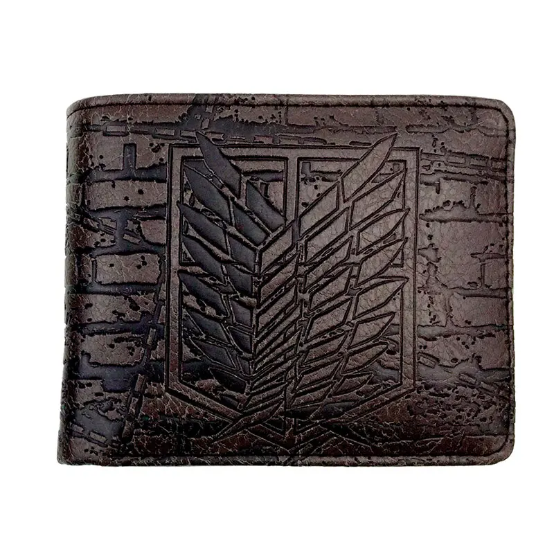 Anime Japanese Cartoon Attack on Titan Wallet PU Leather Short Purse with Zipper Card Coin Pocket