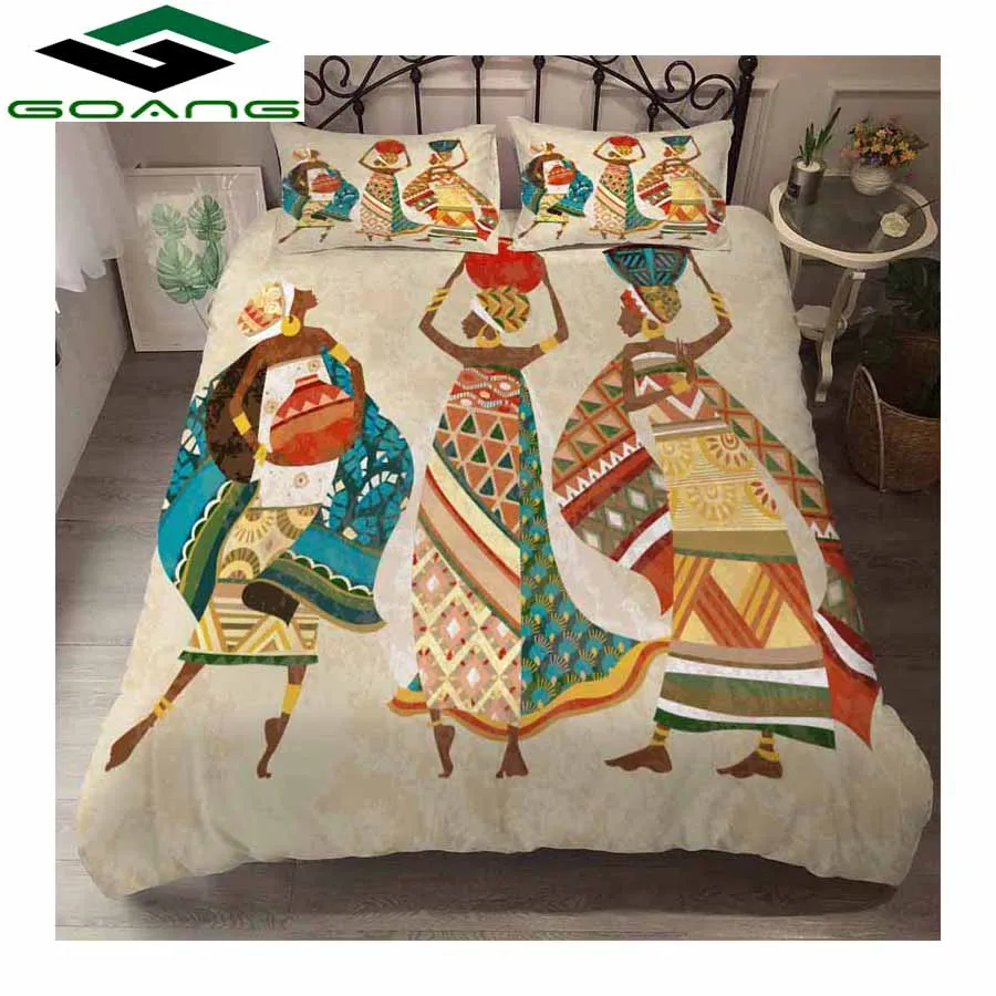 GOANG Комплект постельного белья простыня пододеяльник и наволочка украшение комнаты Роскошные текстильные постельные принадлежности для дома 3d африканские женщины