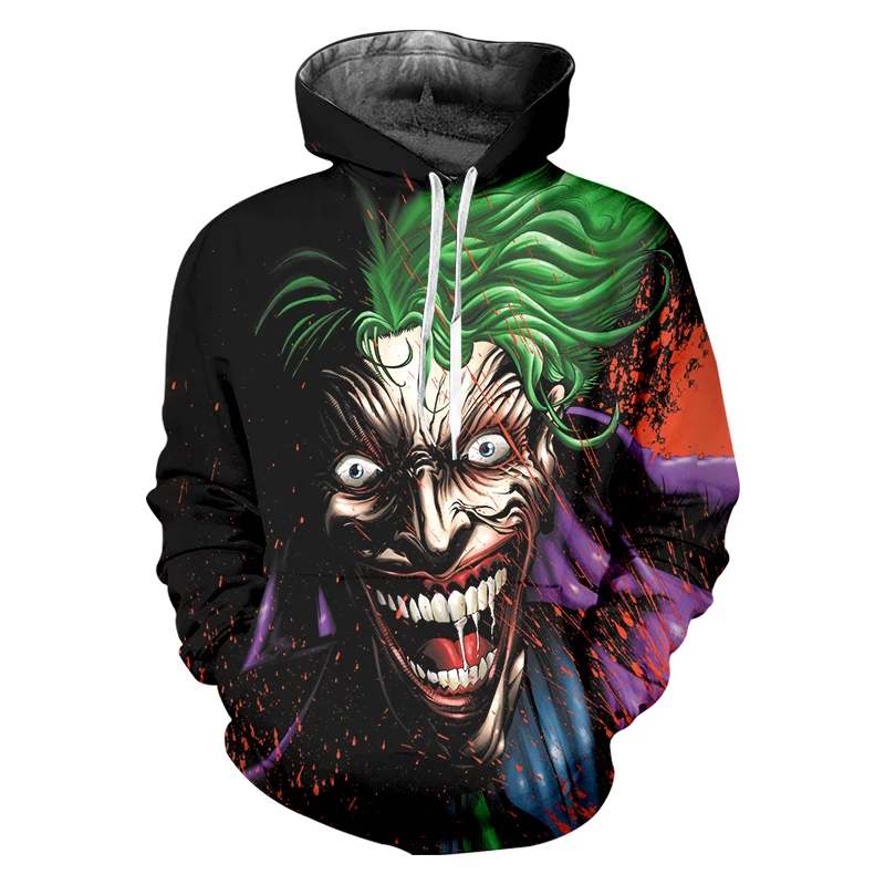 NEW Haha joker 3D Print zip Sweatshirt Hoodie Men and women Hip Hop Pullover Top