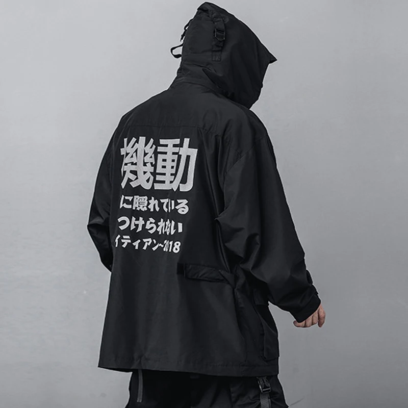 

2020 New Fashion Tactics Jackets Coats Men Casual Streetwear Windbreaker Oversized Black Multi-pocket Cargo Coats US Size DG531