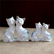 Фарфоровая статуэтка для кошки, позолоченная керамика, миниатюрный домашний декор, подарок, украшение для рукоделия, аксессуары для мебели