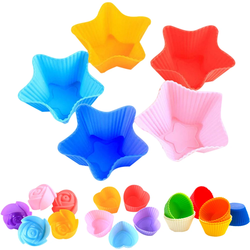 6 Pcs Cakes Model Flower Star Round Heart shape Baking Cup Mold Silicone Cake Jelly Handmade Soap DIY Tools L9 | Дом и сад
