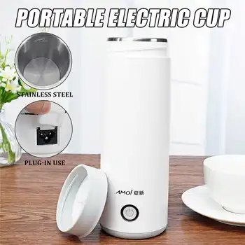 

Portable Travel Electric Water Kettle Mini Thermos Smart Teapot Heating Cup Milk Boiling Boiler 304 Stainless Steel Metal Bottle
