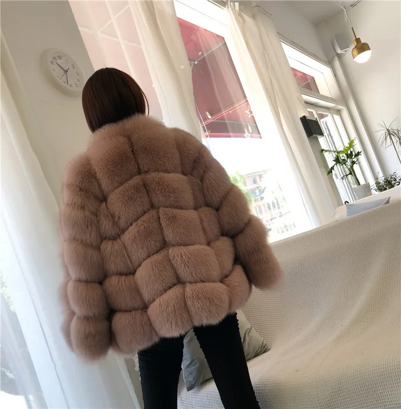 camel Пальто женское зимнее пальто Женская куртка из натурального Лисьего меха стоячий воротник женская натуральная в меховой верхней одежде настоящая цена femme верхняя одежда - Цвет: camel